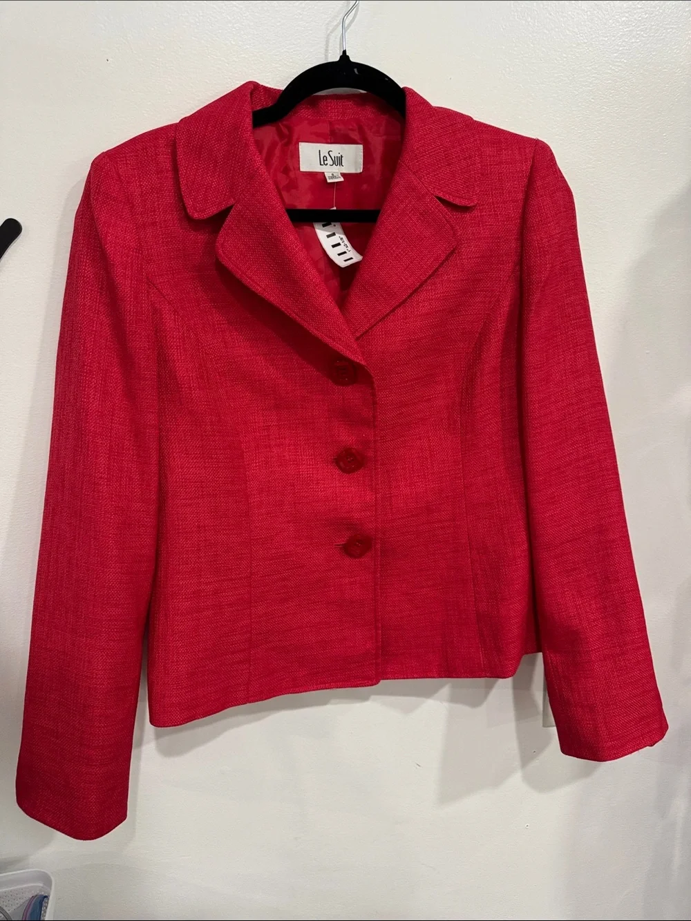 Le Suit Bright Red Women's Tailored Button Blazer